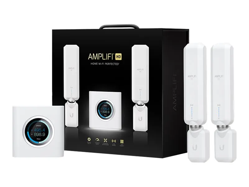 Ubiquiti AmpliFi Home Wi-Fi System AFi-HD - Wi-Fi system (router, 2 extendere) - op til 20.000 sq.ft - mesh - GigE - 802.11a/b/g/n/n/ac