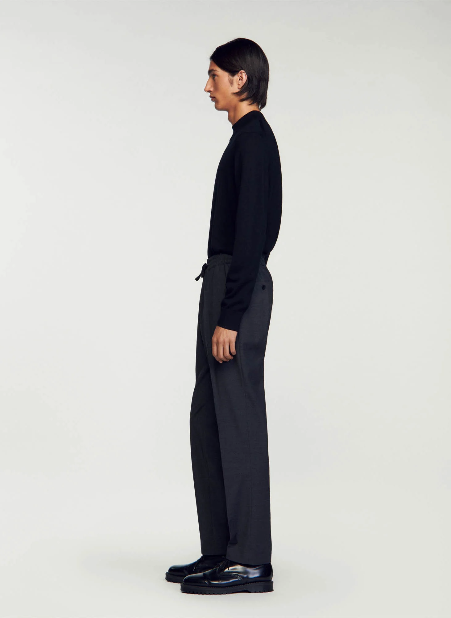 Pantalon droit élastiqué | Gris