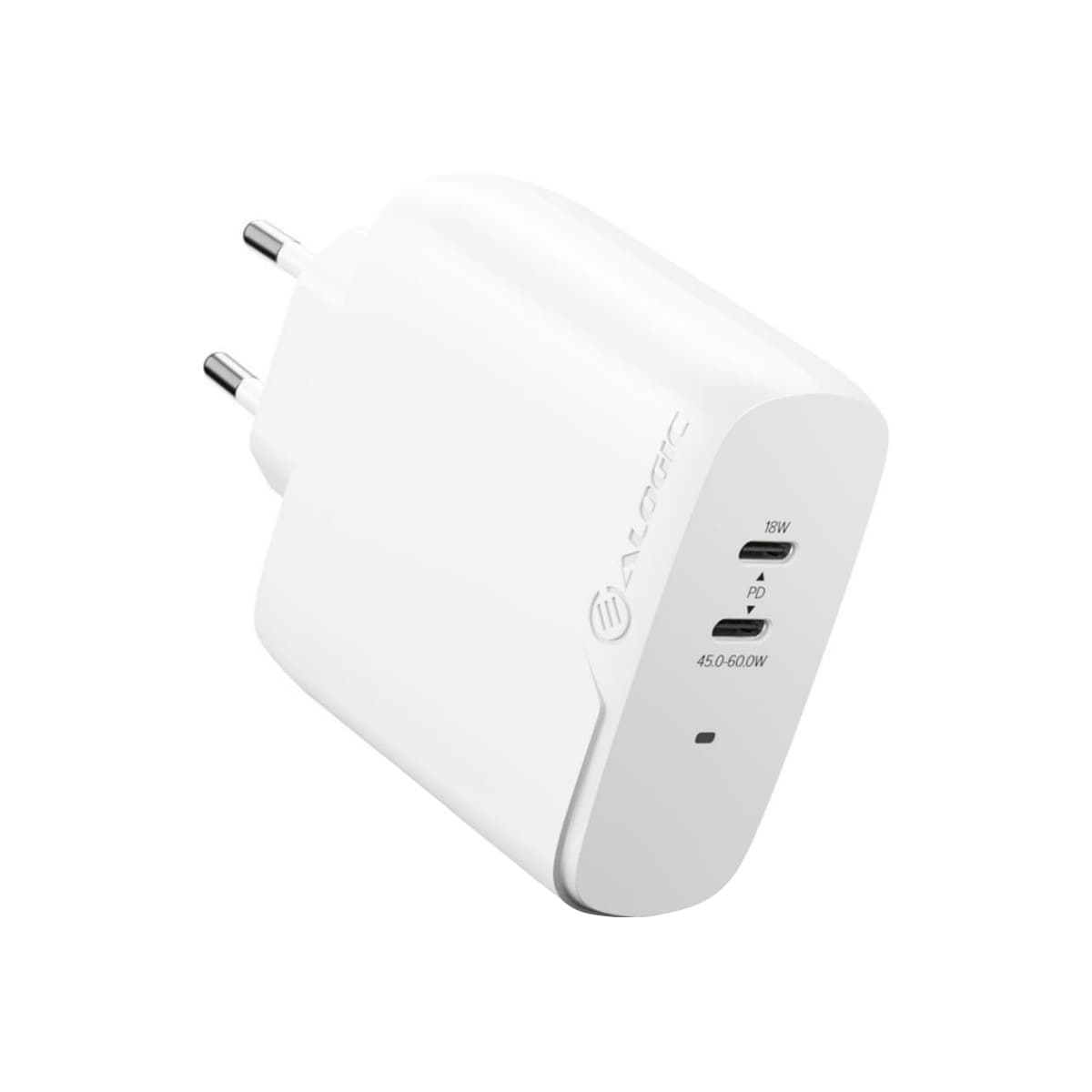 ALOGIC Rapid Power 2-port 45+18W vegglader + 2m USB-C-kabel (hvit)
