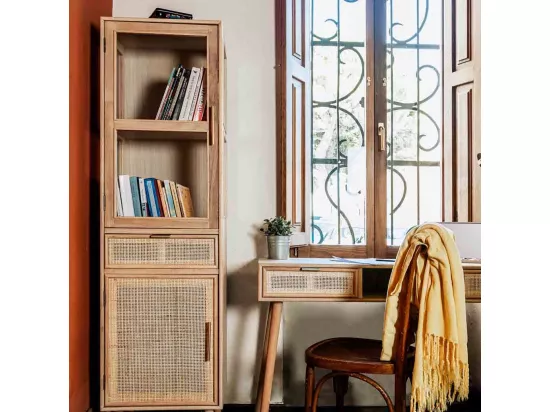 Vitrine en bois et grille marron 46.5x40.5x173.5h