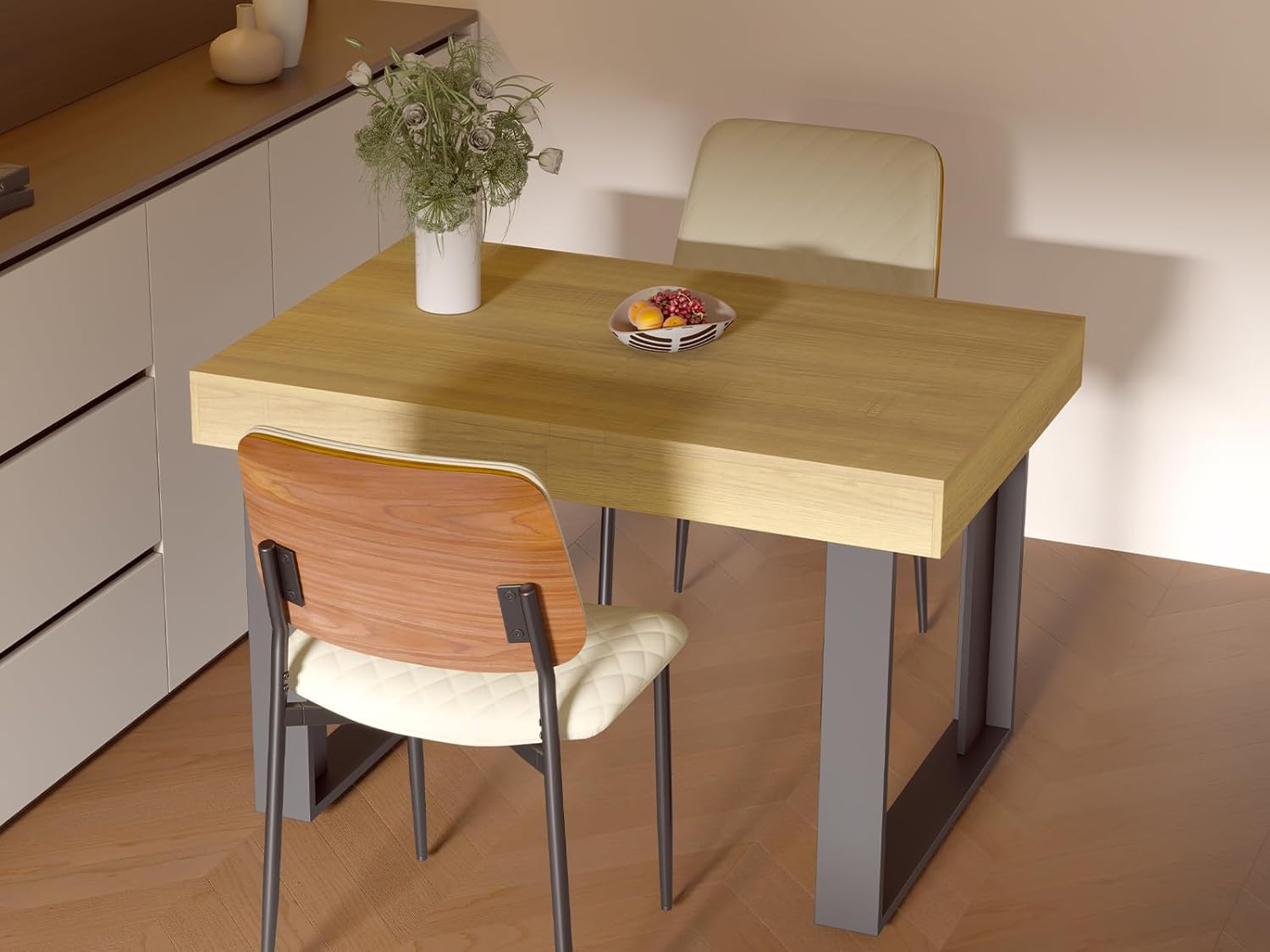 GRAVFORCE Esstisch ausziehbar 120-160cm für 2-6 Personen Esszimmertisch Moderner Küchentisch Schlichter Dining Table Hochfeste Großer Tisch für Wohnzimmer Esszimmer Wohnung