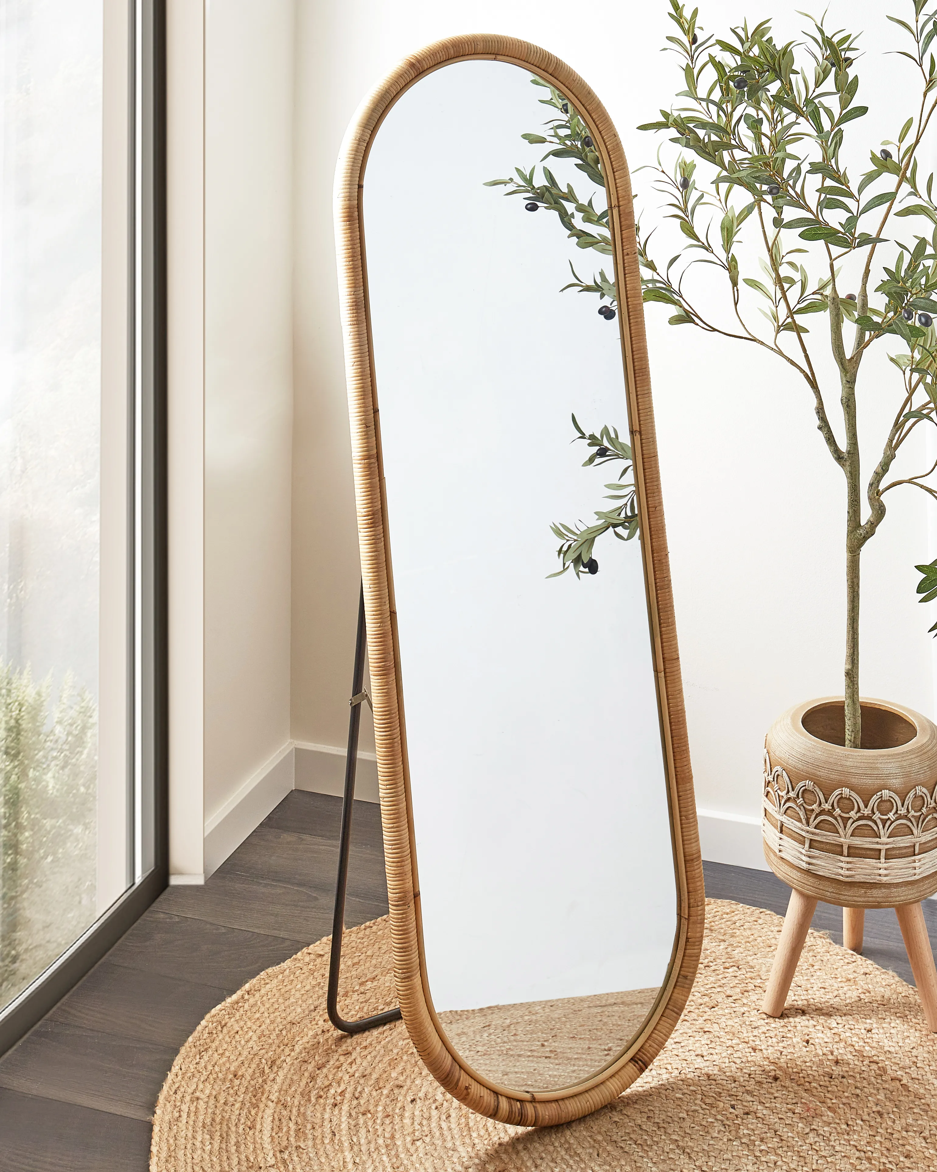 Staande spiegel MONTOT 150 cm Rotan Natuurlijk