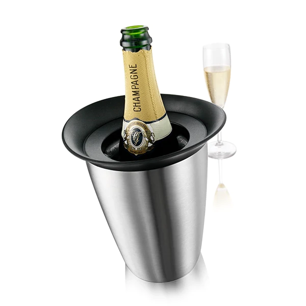 Seau refroidisseur à champagne en acier brossé Vacu vin