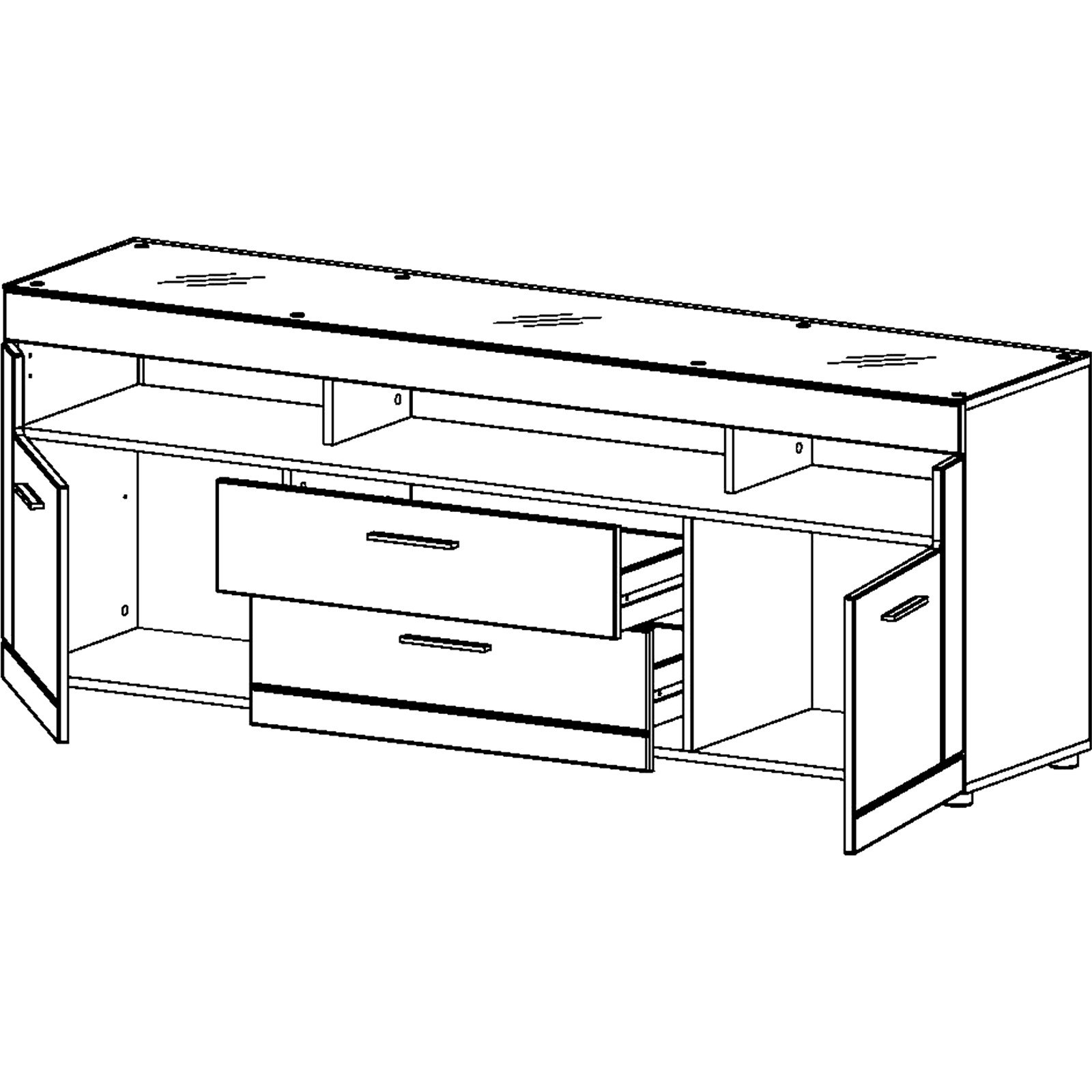 TV-Möbel Atlantis gross MDF Hochglanz weiss 167 x 63 x 40 cm