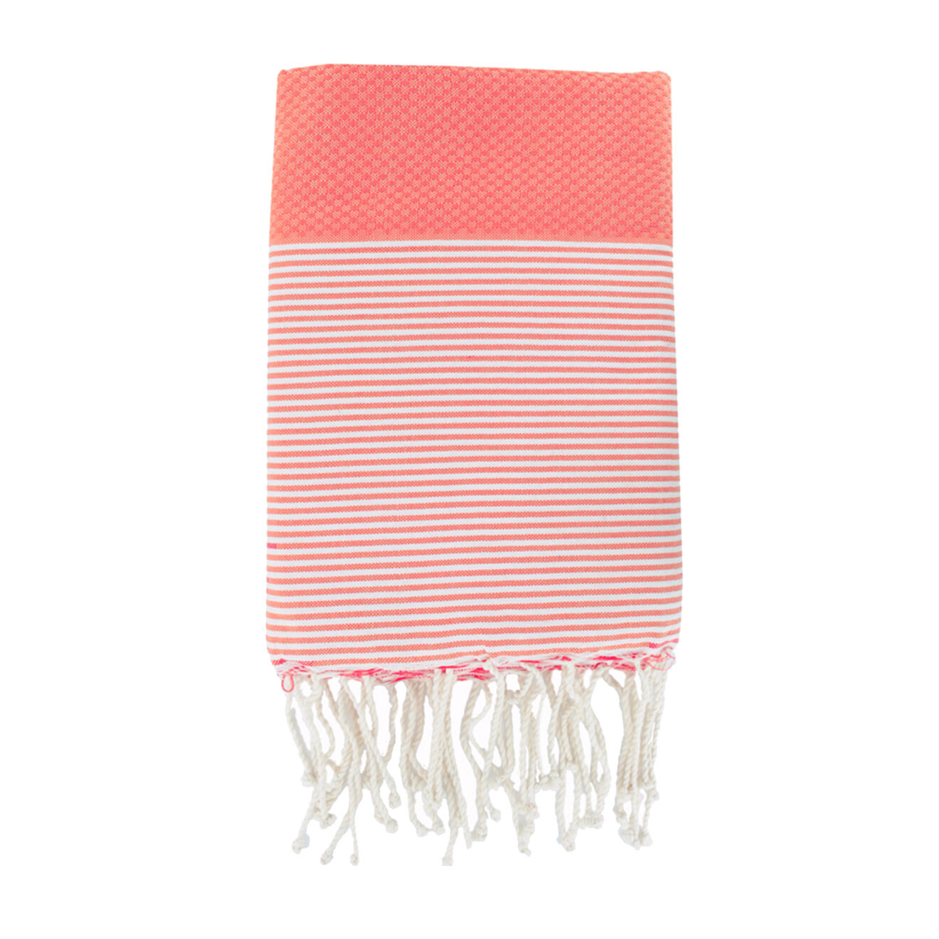 Febronie Fouta Nid d'Abeille Ibiza orange corail/blanc - 100x200 cm
