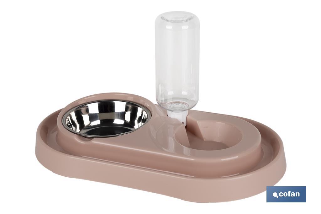 Dispensador de água e comida | Acessório para animais de estimação | Cor nude