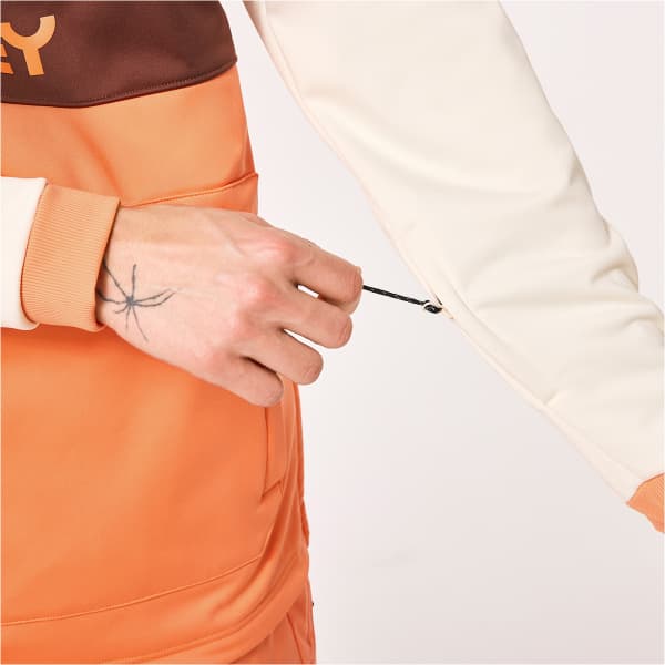 Sweatshirt OAKLEY TNP NOSE GRAB SOFTSHELL HOODIE ARCTIC WHITE/SOFT ORANGE