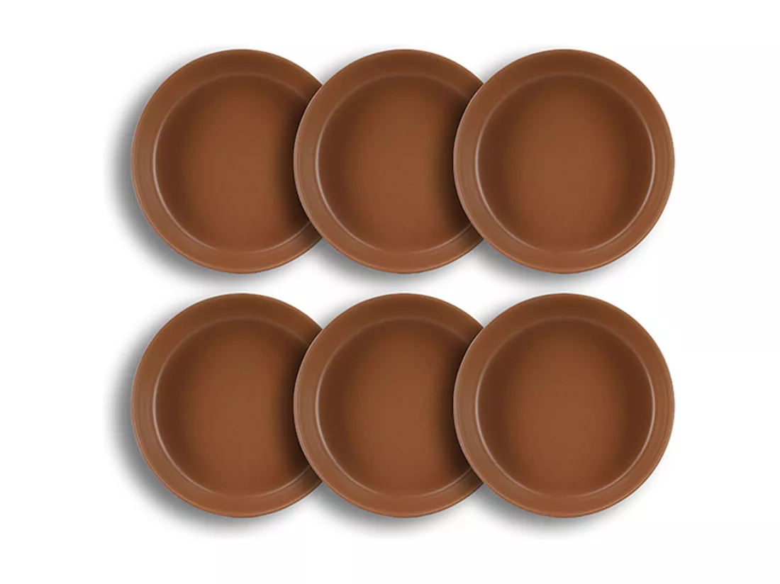 Novastyl - Lot 6 Assiettes Coupes Arita 20.5cm En Gres Marron