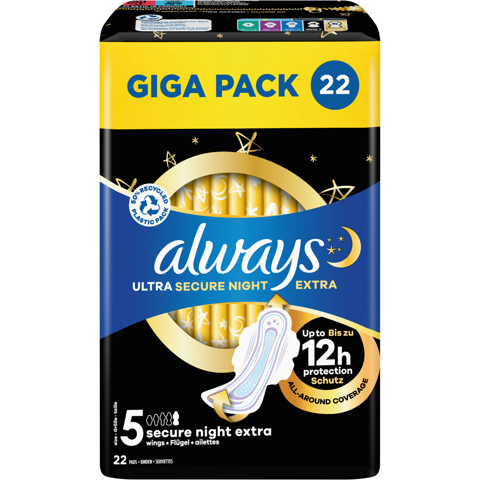 Always Ultra Secure Night Binden mit Flügel Giga Pack 22 Stück