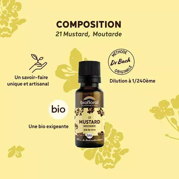 Biofloral 21 Mostarda Orgânica em Grânulos Florais de Bach 19,5g