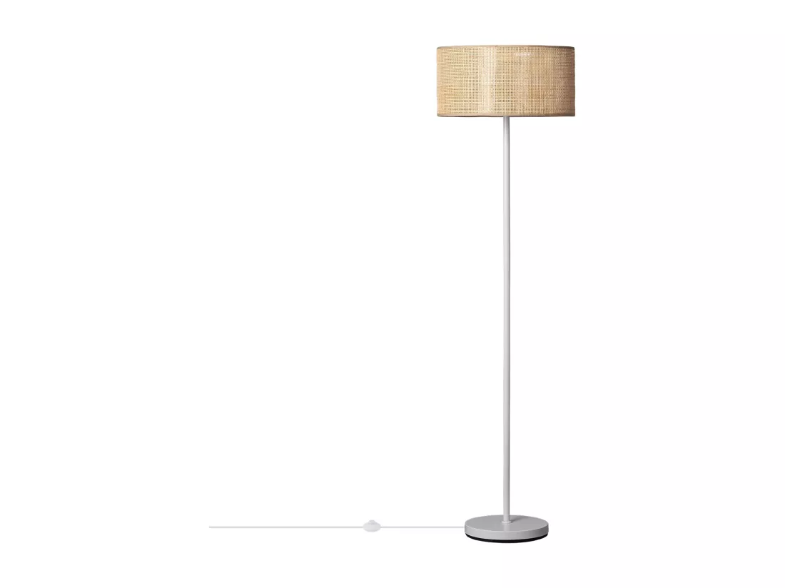 Lampadaire Rotin et Métal Baracoa Blanc