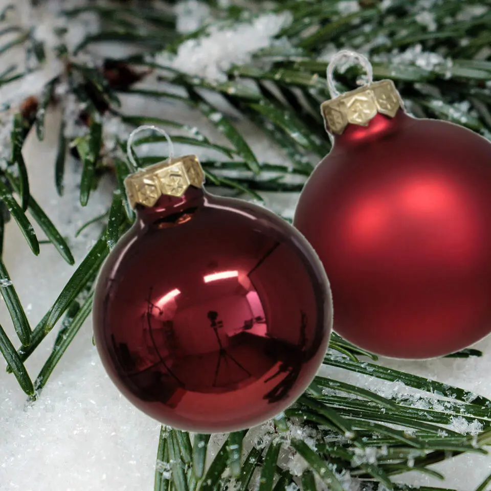 Othmar Decorations kerstballen - 30x - donkerrood - glas - 57 mm