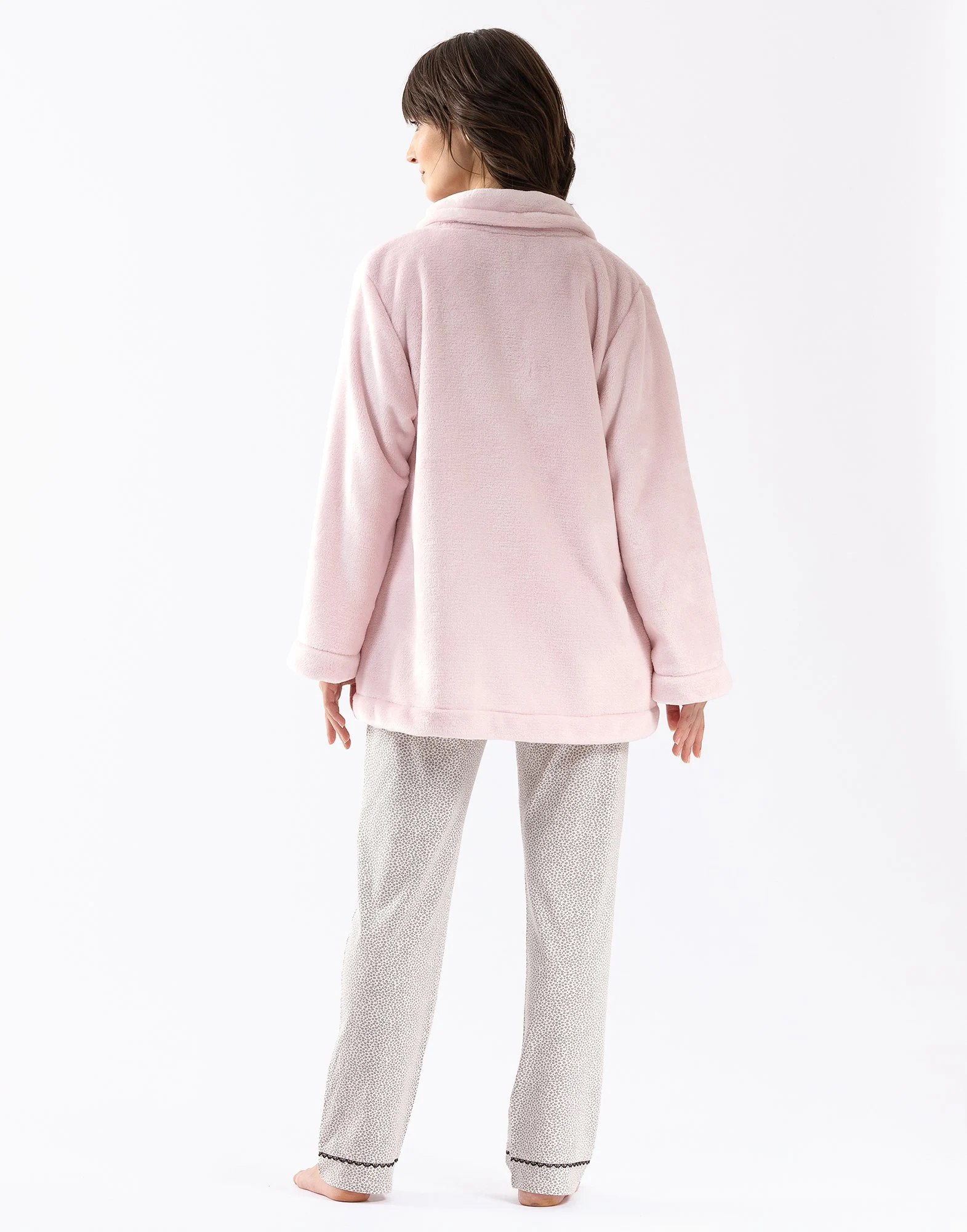 ESSENTIEL H77A - Veste en peluche flanelle | Rose