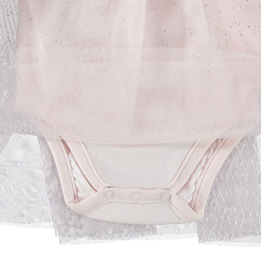 Robe de cérémonie effet 2 en 1 avec tulle pour bébé fille - Rose