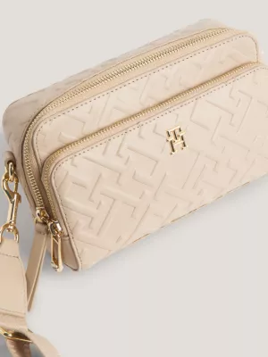 Bolsa transversal icônica para câmera com monograma TH em relevo