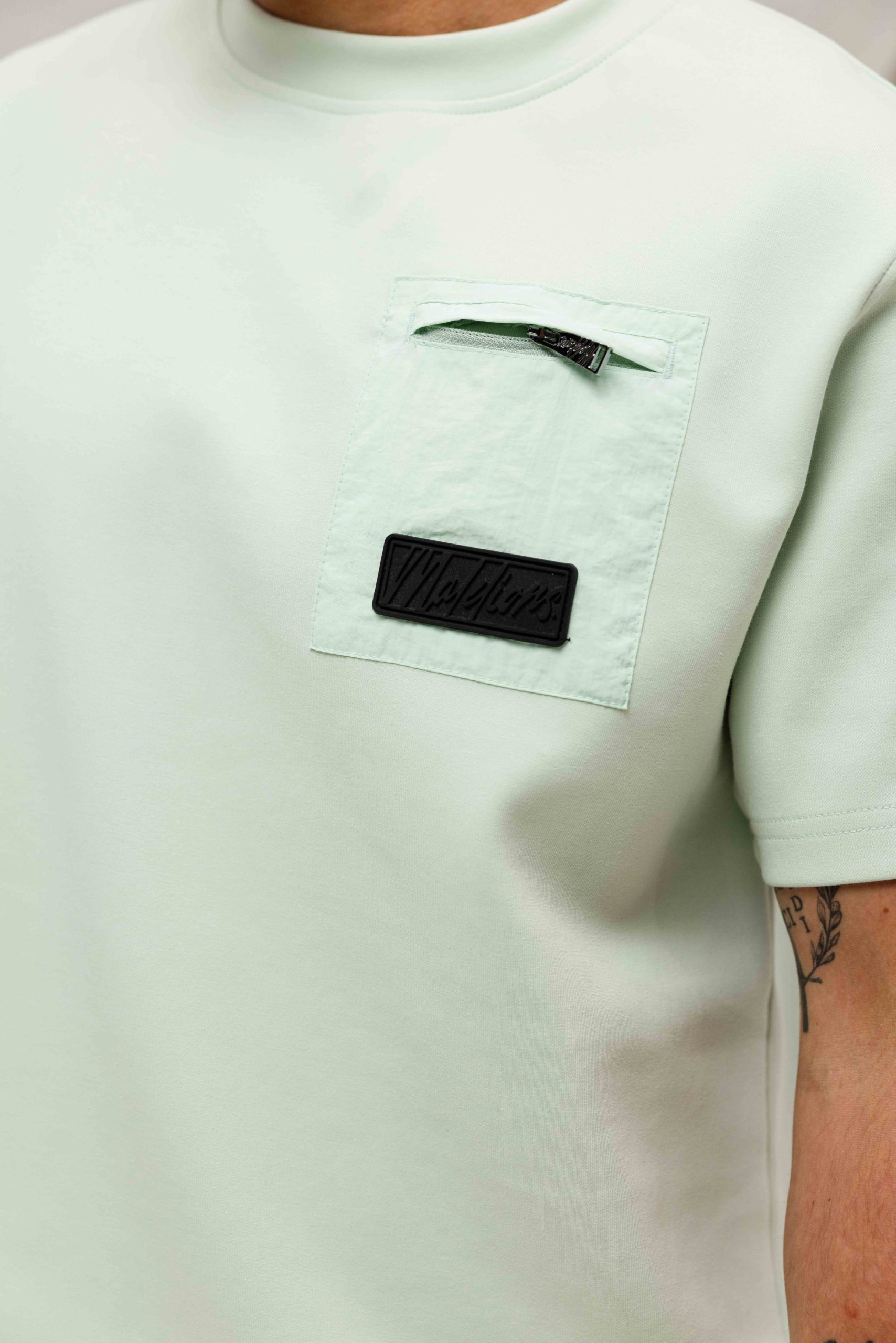Malelions Nylon Pocket T-Shirt Heren Lichtgroen