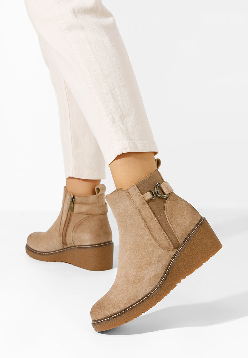 Bottines compensées beige Aderva
