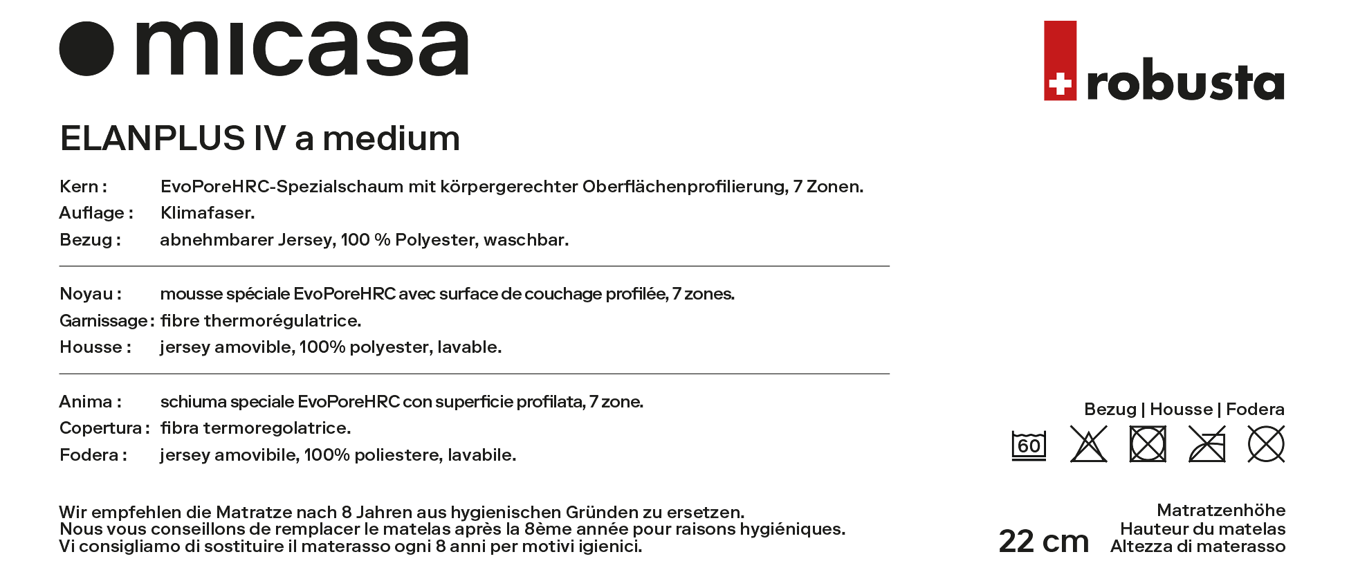 robusta ELANPLUS IV A medium Matratze - 190.0 cm x 80.0 cm