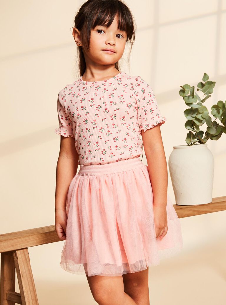 Jupe rose courte à paillettes