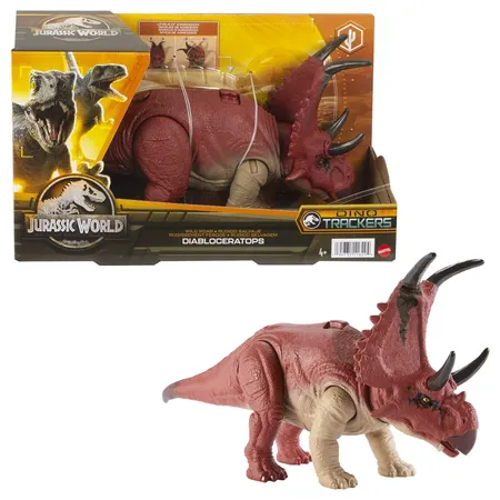 Mattel Jurassic World Wild Roar (Dino Trackers), Figur inkl. AR Track-Code, 1 Stück, 4-fach sortiert