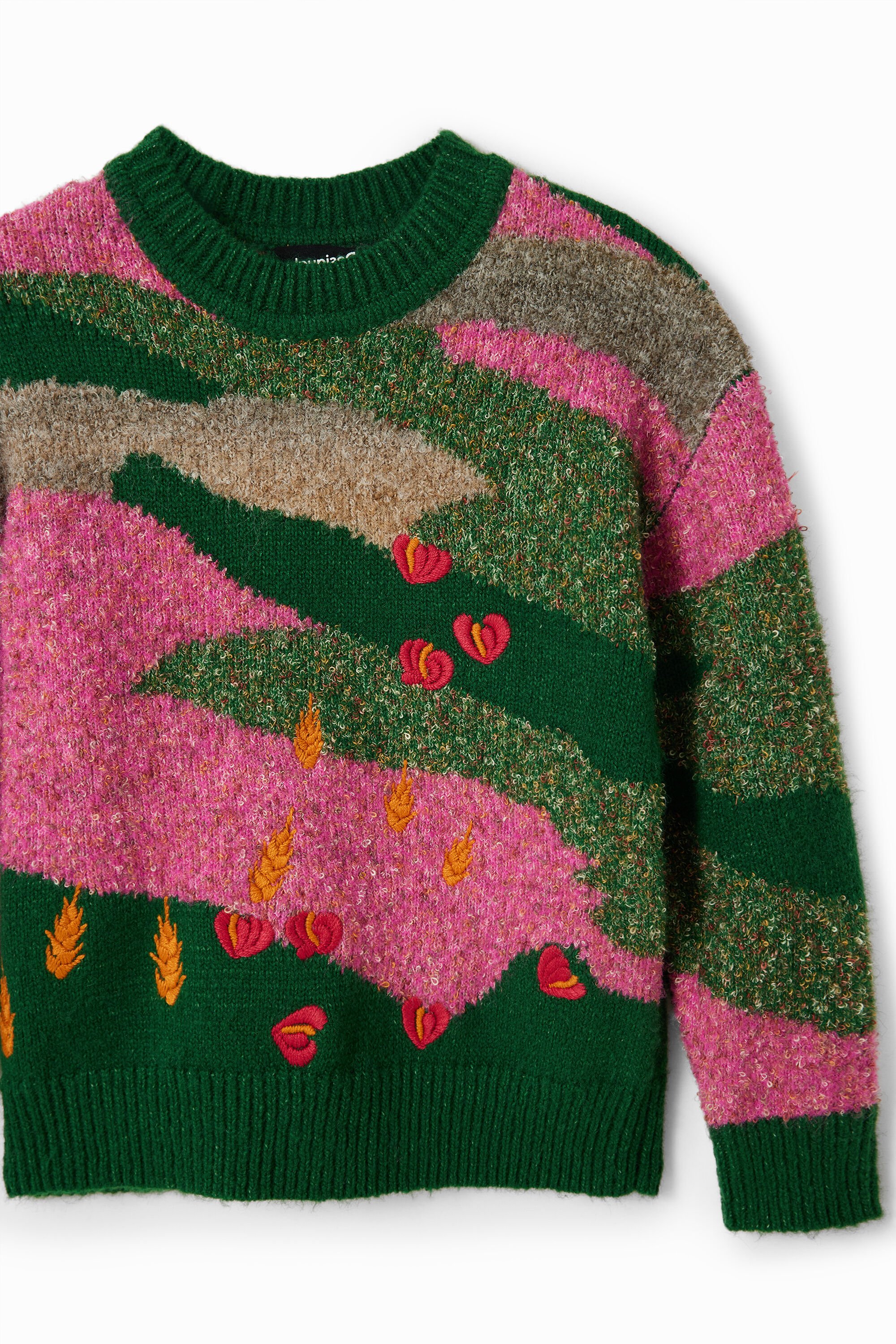 Pull jacquard broderies