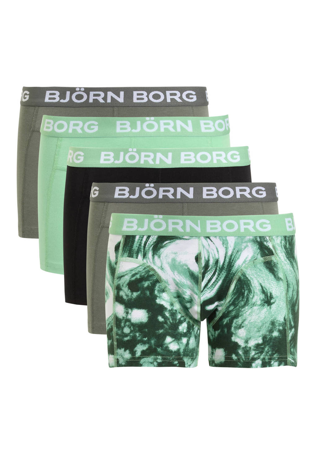 boxershort Core - set van 5 groen/grijs/zwart