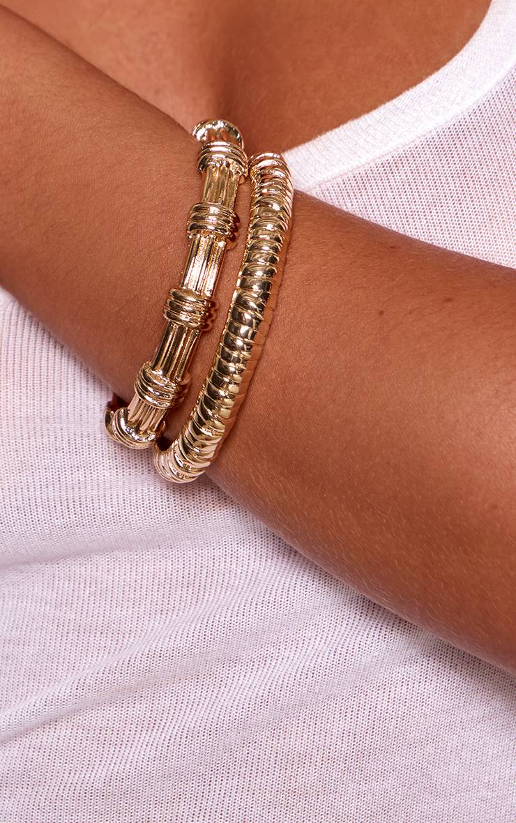 Doré Bracelets Joncs Texturés Multipack