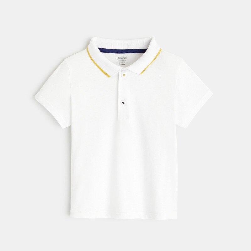 Salopette courte et t-shirt col polo jaune bébé garçon Jaune