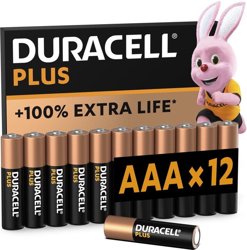 Duracell Plus AAA - alkaline batterijen - 1,5V, LR03 - 12 stuks
