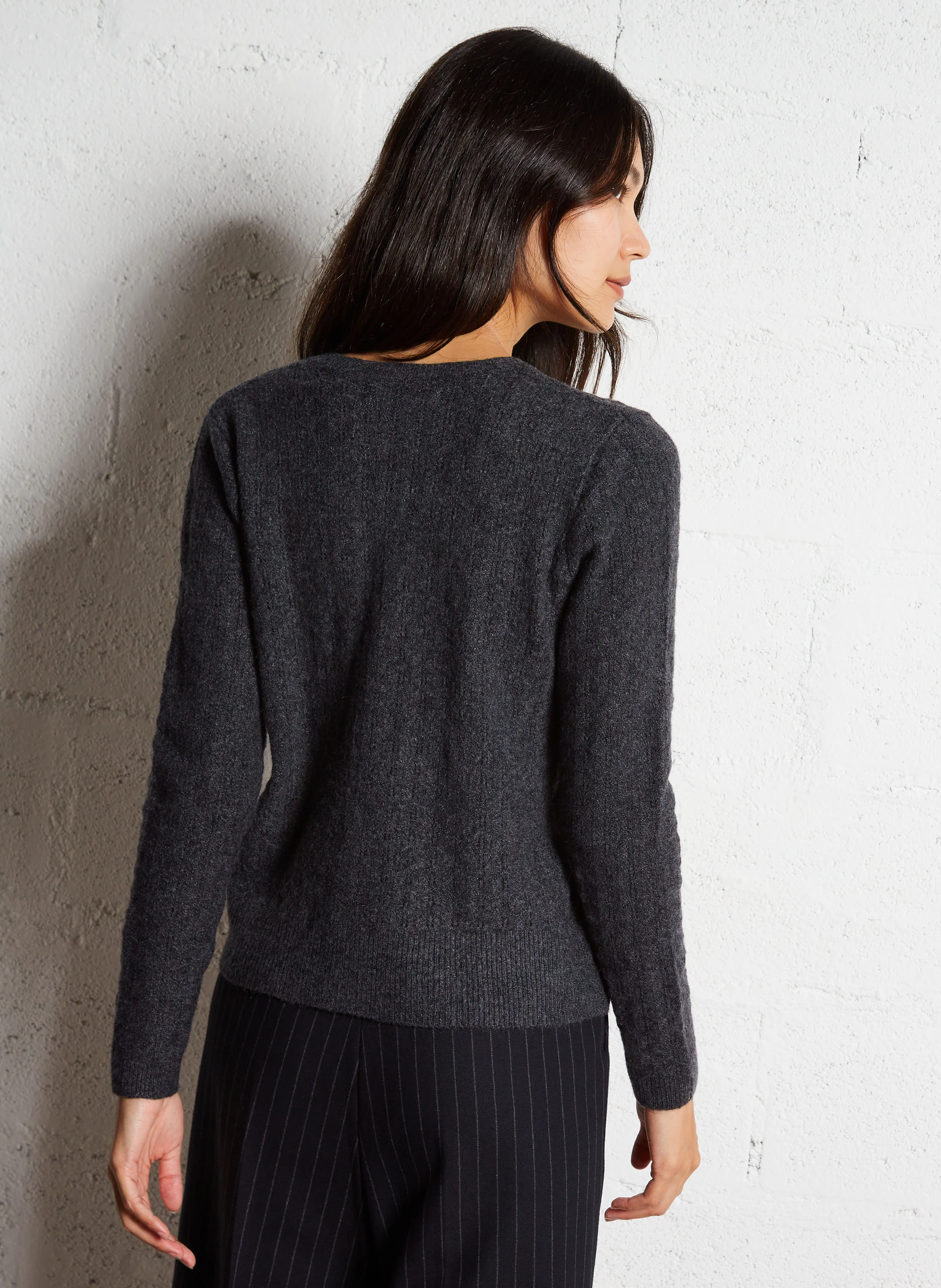 Gilet droit à col rond | Gris