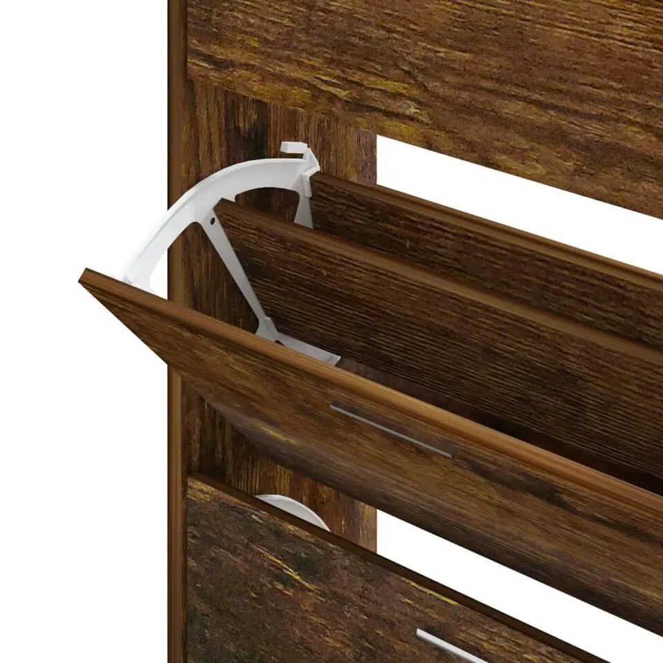 vidaXL - Schoenenkast 6 paar met 3 kleppen - Gerookt eiken - Hout - 63x24x103 cm