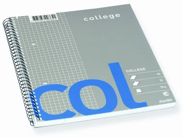 Kollegieblok A5 Bantex COL kvadreret med huller - (5 stk.)