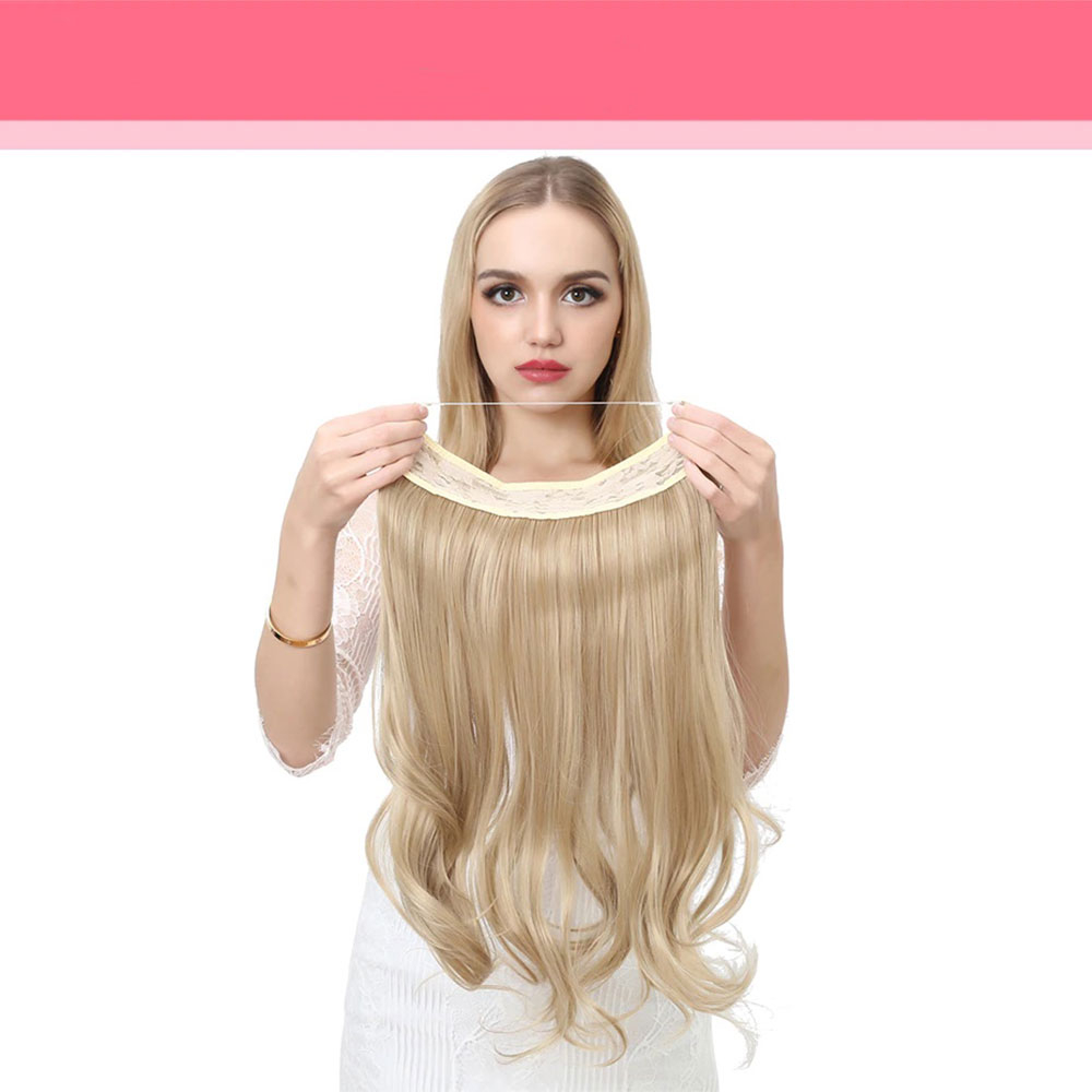 (55cm) Kunsthaar Extensions Halo-Haarverlängerung ohne Clip - Blond