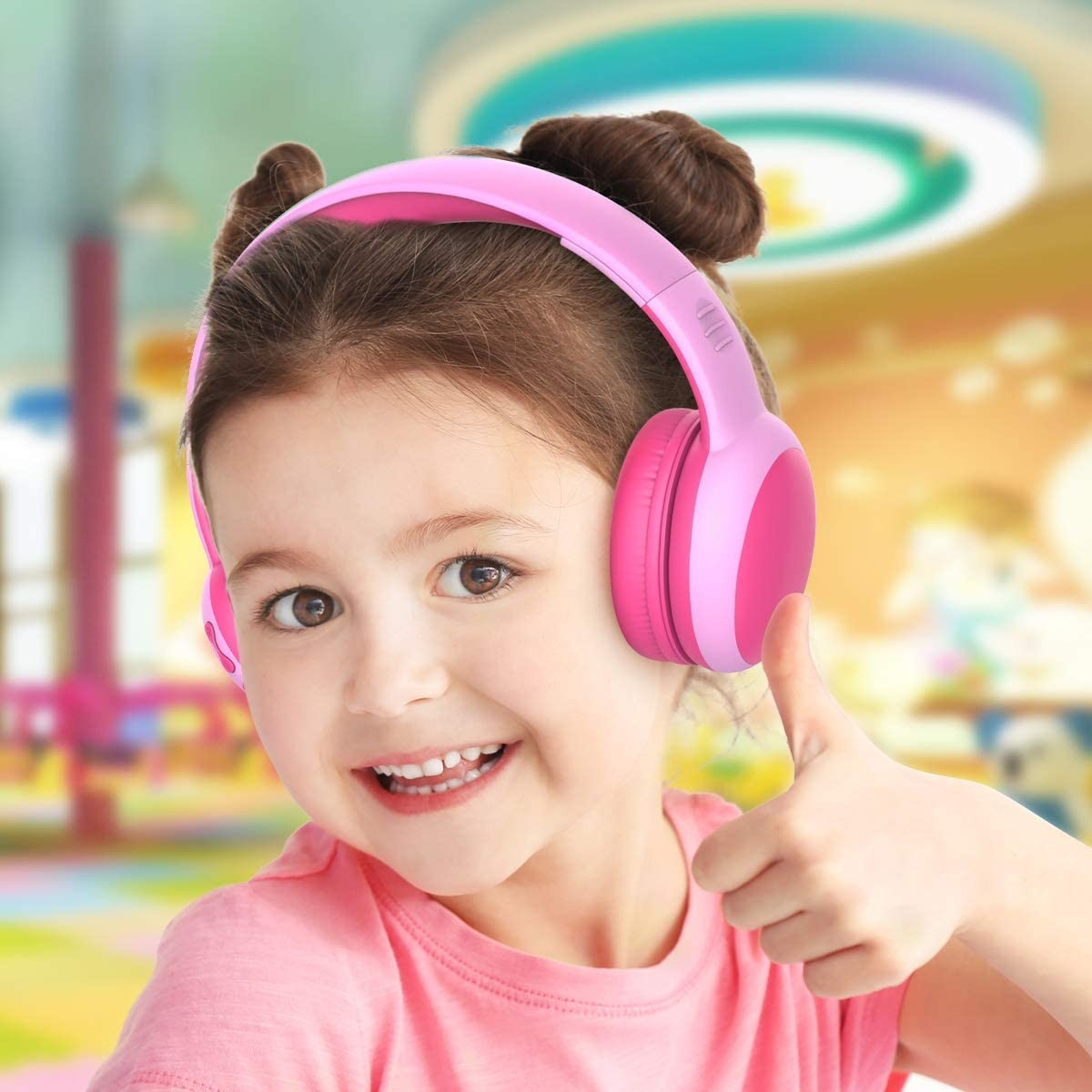 Kinder Kopfhörer 3.5mm Klinke On-Ear 85dB Begrenzte Lautstärke Grössenverstellbar mit Katzenohren - Pink