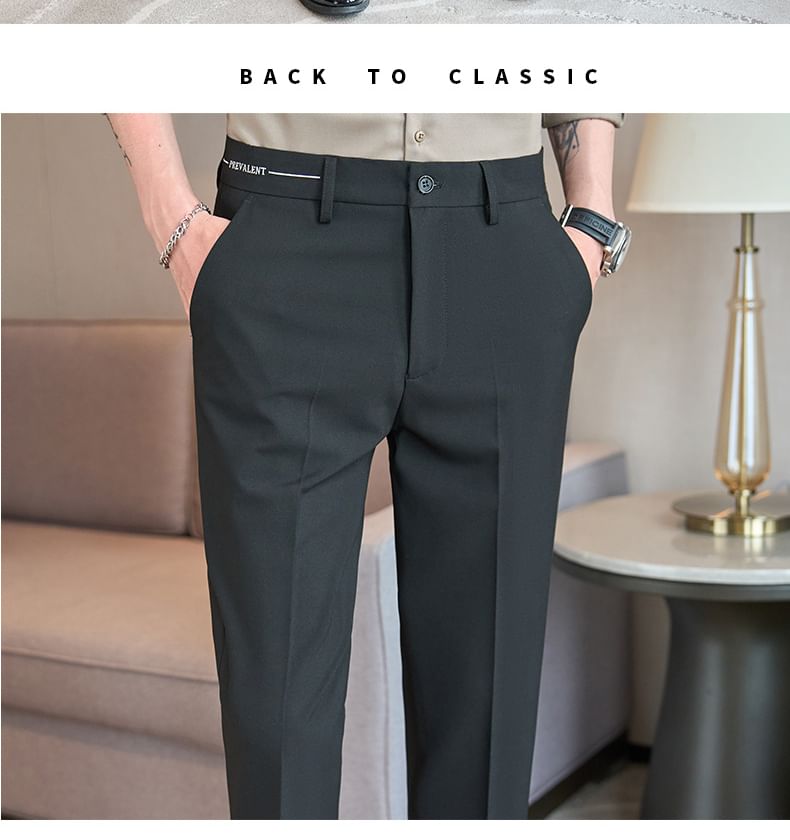 Deepwood - Mid Rise Plain Cropped Tapered Dress Pants