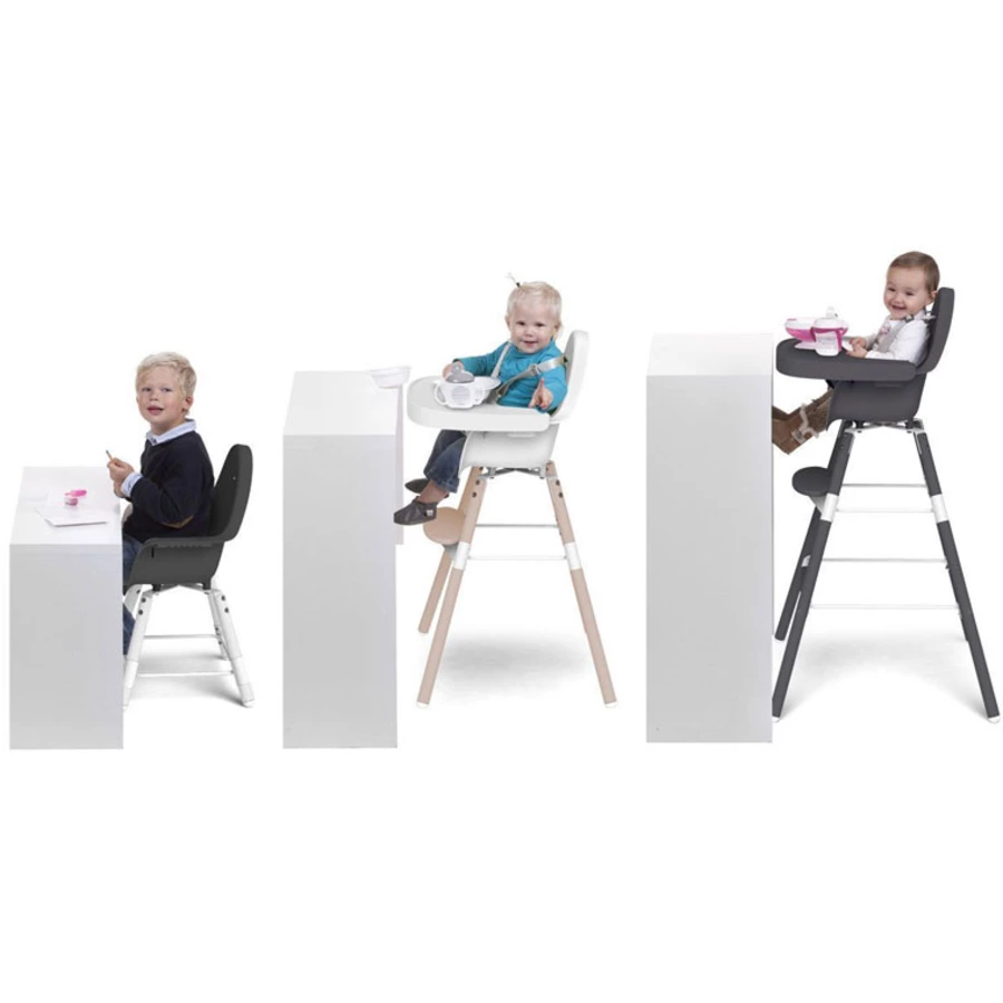 CHILDHOME Hochstuhl Evolu 2 schwarz schwarz 2 in 1 + Ring