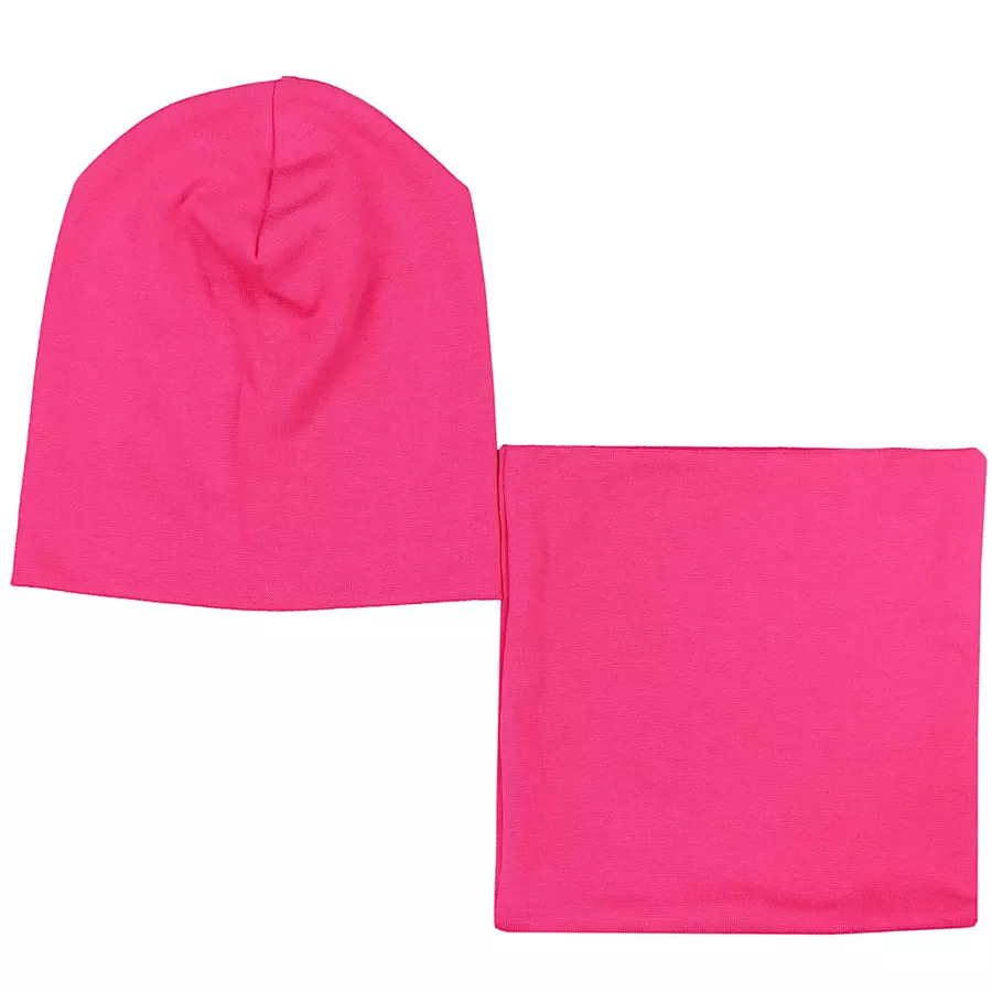 TupTam Unisex Kinder Beanie Mütze Schlauchschal Set dunkelrosa