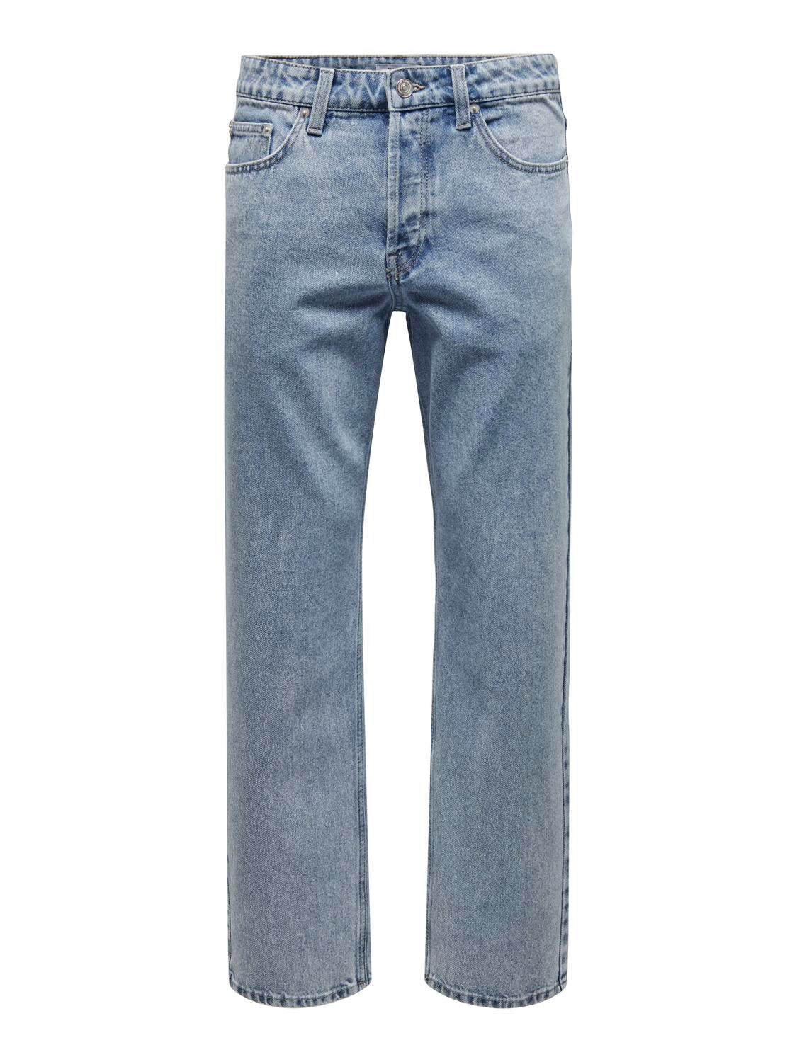 ONSEDGE Mittlere Taille Gerade geschnitten Jeans Light Blue Denim