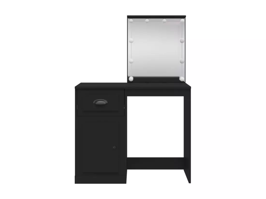 Coiffeuse avec lumières LED noir 90x42x132,5cm