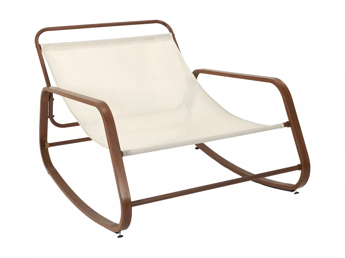VIDIA - Fauteuil à Bascule Effet Bois avec Coussin Capitonné