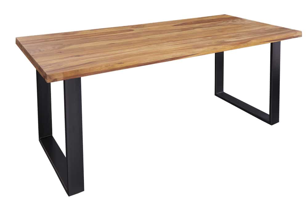 Massivholz Esstisch IRON CRAFT 180cm Sheesham stone finish Metallgestell schwarz