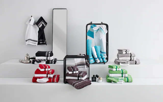 Bruno Banani Handtuch Set »Maja, 1 Duschtuch, 2 Handtücher, 2 Gästehandtücher, 2 Waschhandschuhe« Set Walkfrottee mit Bordüre und Markenlogo, 7 teiliges Handtücher Set, 100% Baumwolle