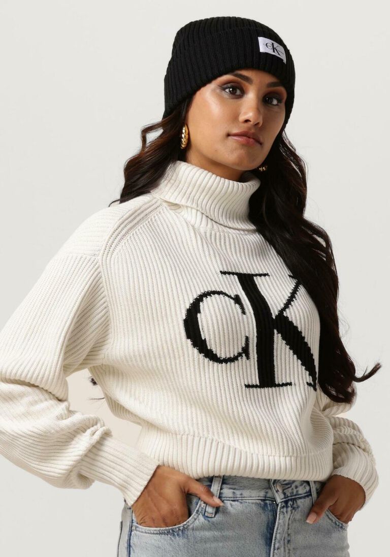 CALVIN KLEIN gebroken wit calvin klein coltrui blown up ck loose sweater