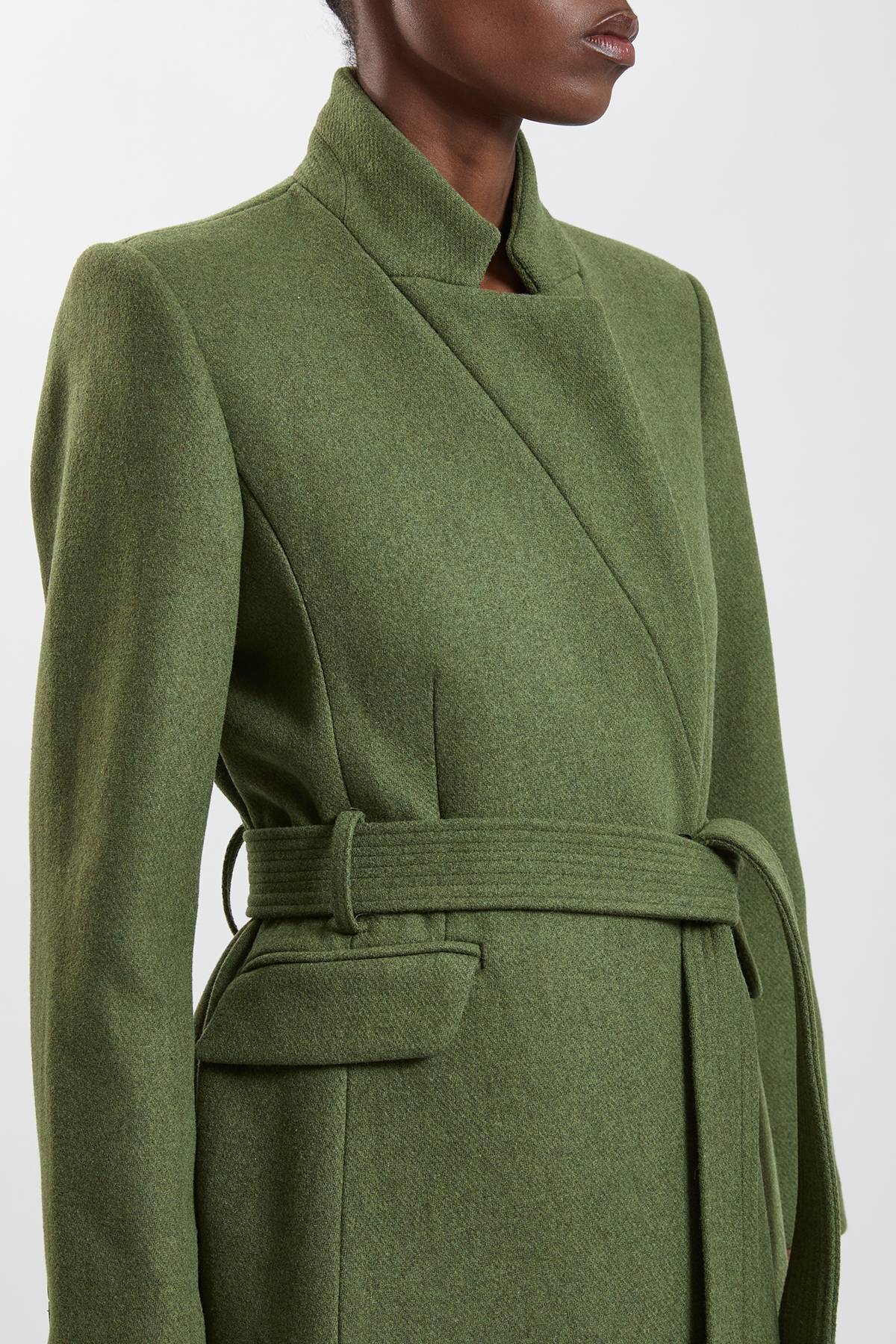 KarenMillen Manteau Long Cintré En Laine À Col Cranté