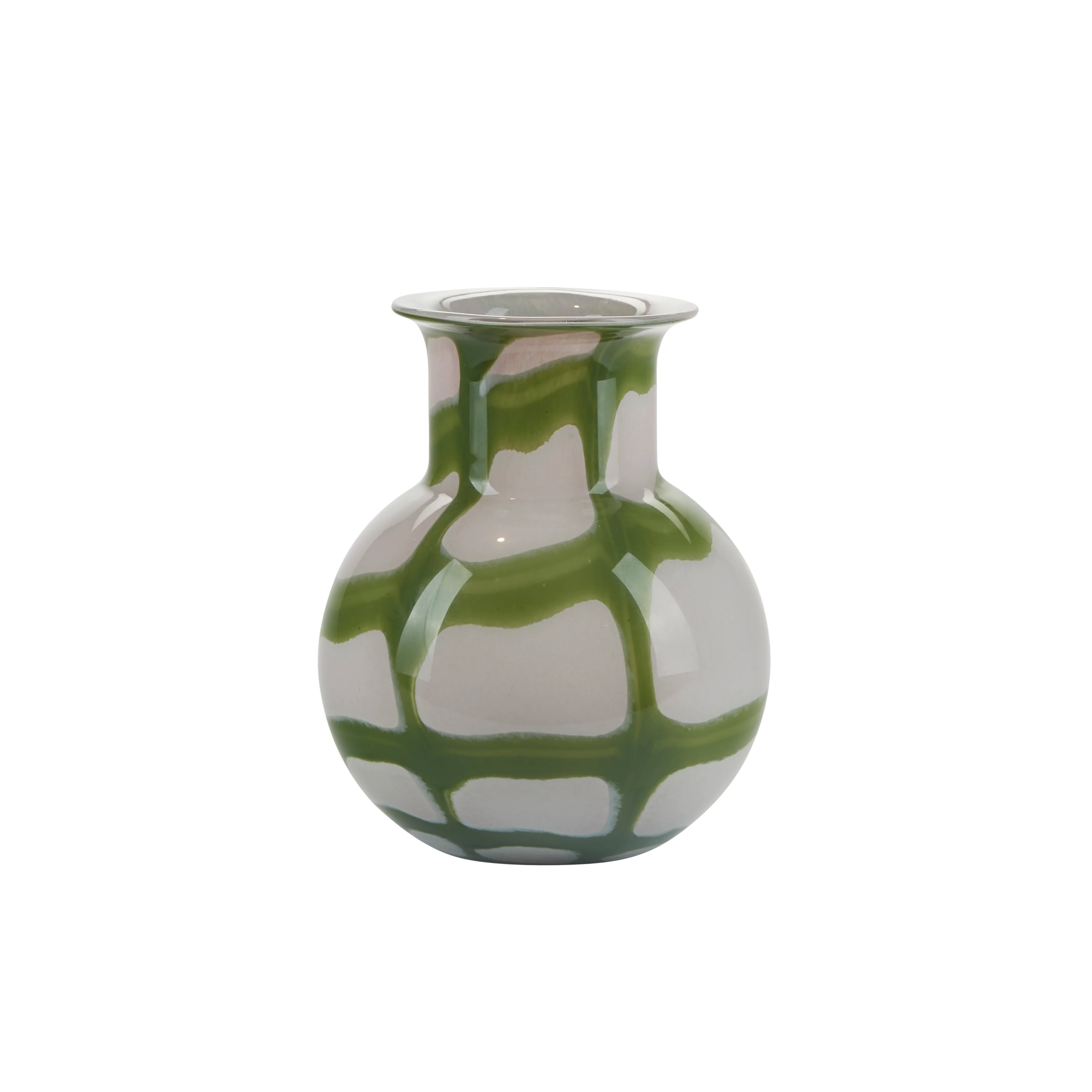 Bahne Interior  Check vase med hals, rosa/grøn - H17,5 cm.