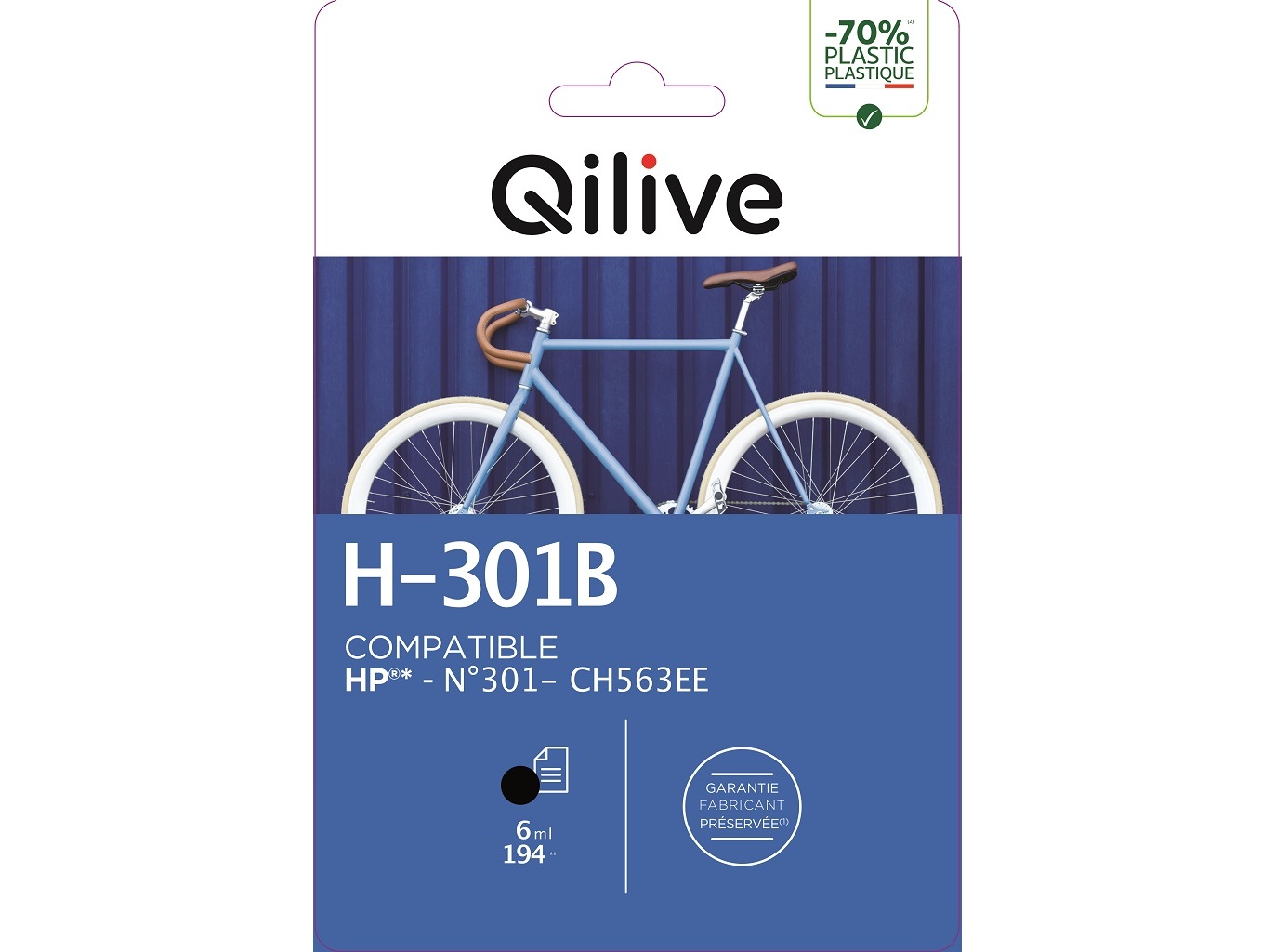 TINTA COMPAT/ RECICL QILIVE H-301 B PRETO HP