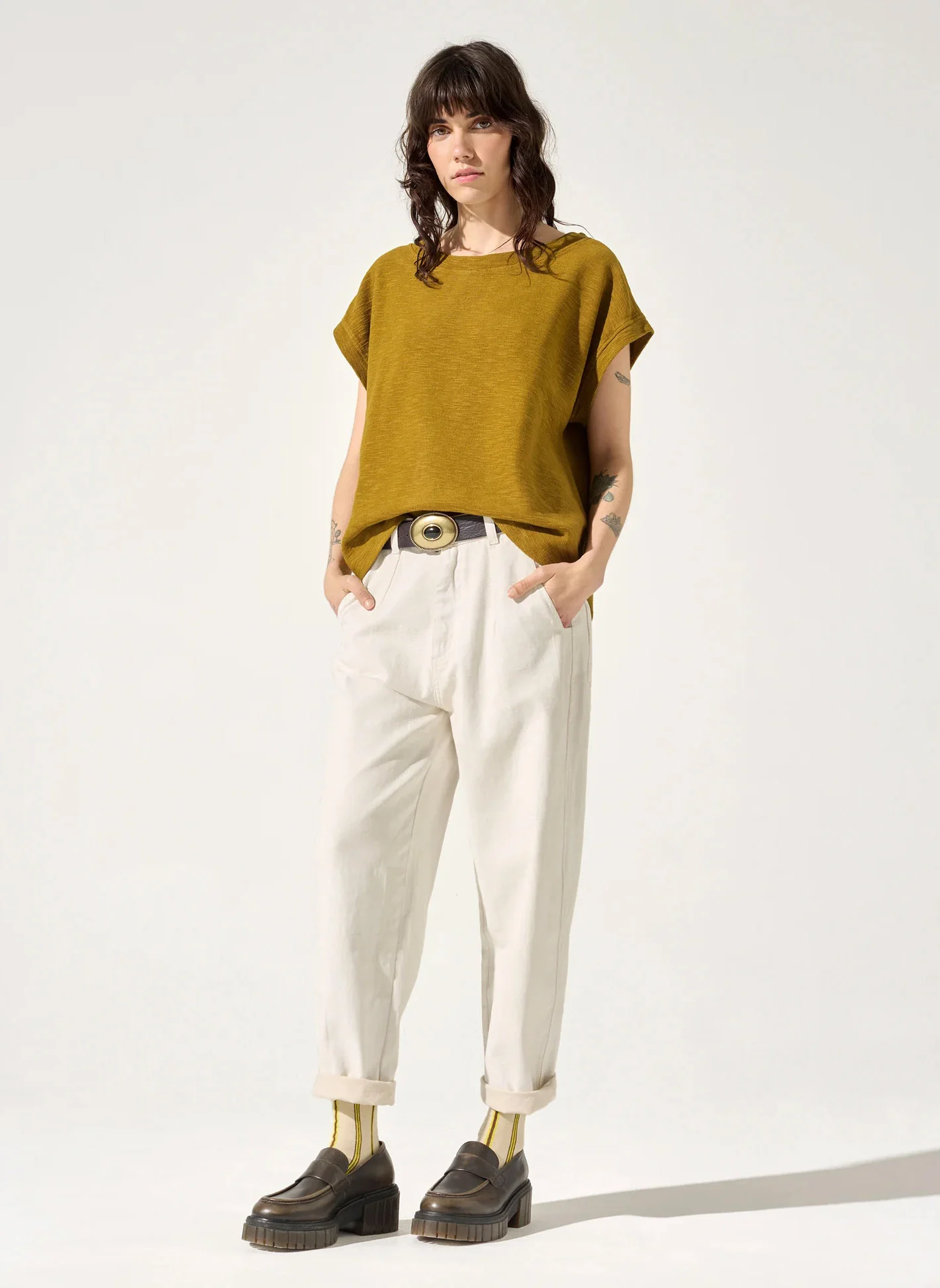MARCIA - Tee-shirt ample en coton mélangé | Jaune