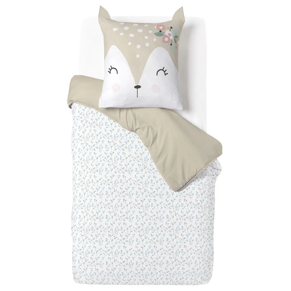 Parure de lit 1 personne 140x200cm finition bouton