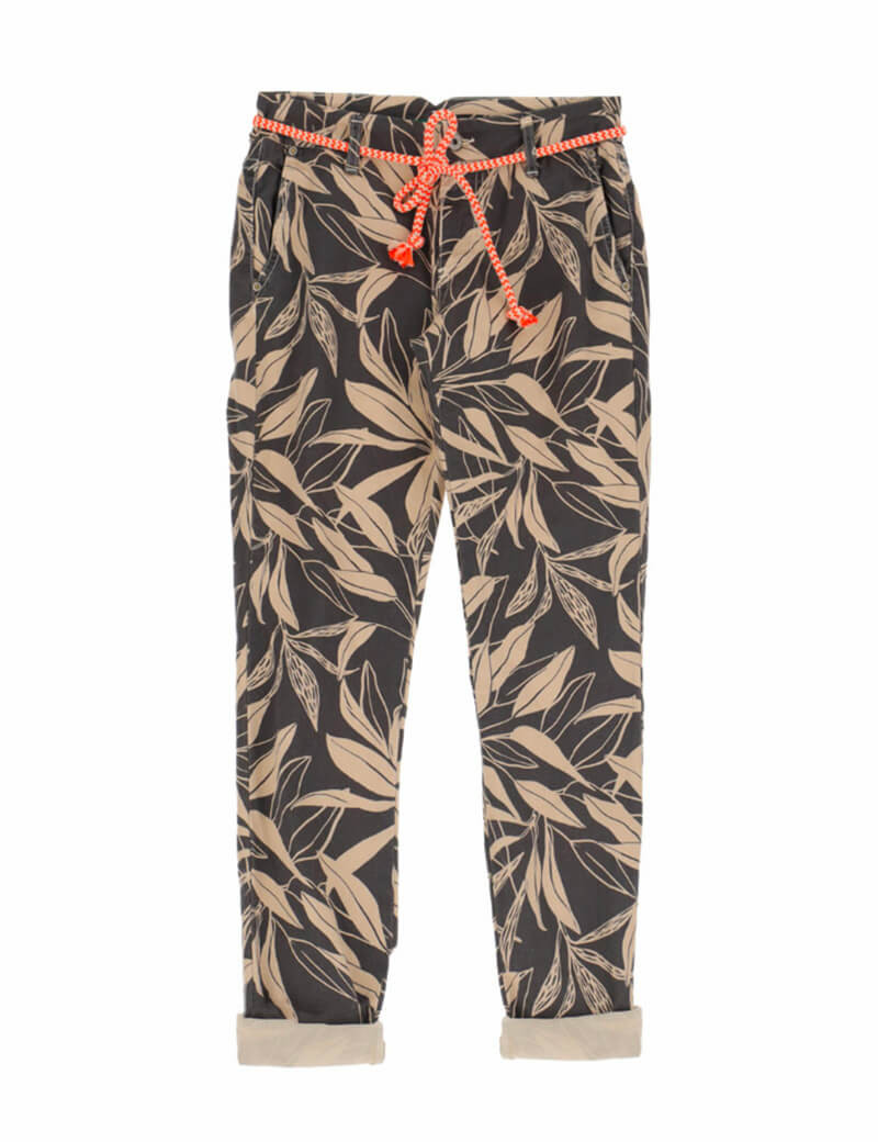 PLEASE PANTALON CHINO COTON STRETCH IMPRIMÉ IVOIRE