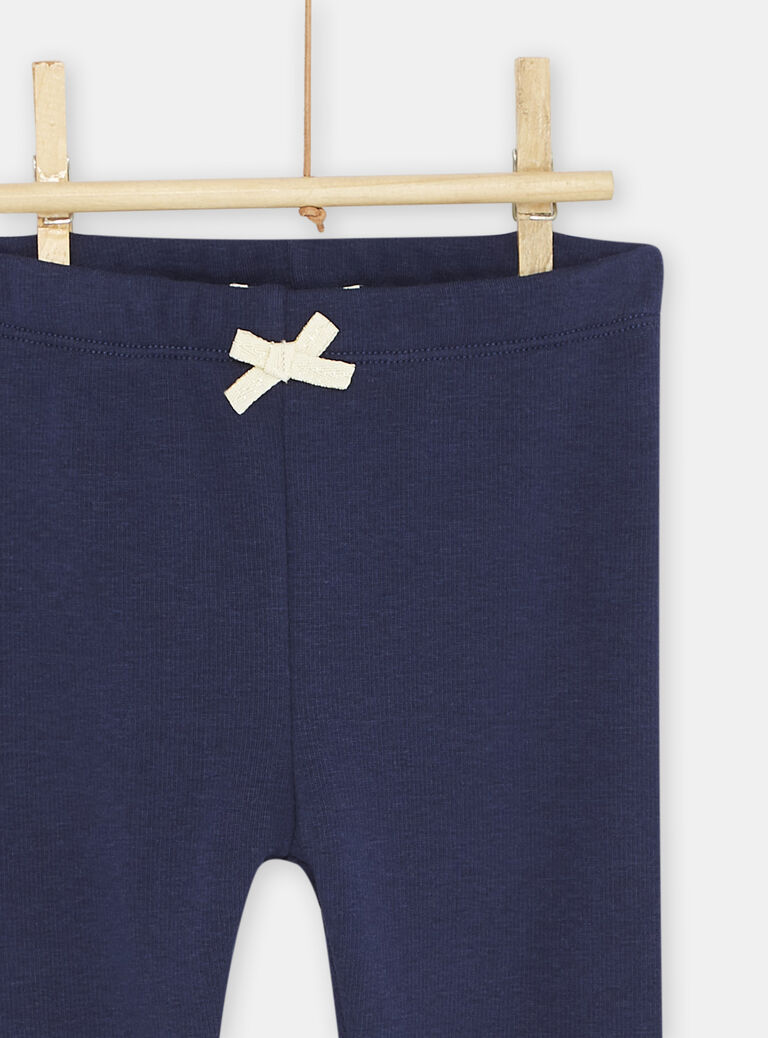 Pantalon bleu marine à broderies tête d'animal bébé fille